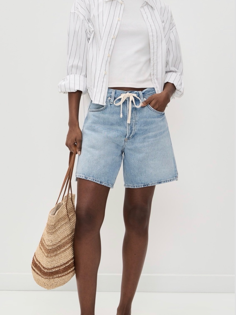 Citizens Of Humanity Light Blue Denim Drawstring Shorts